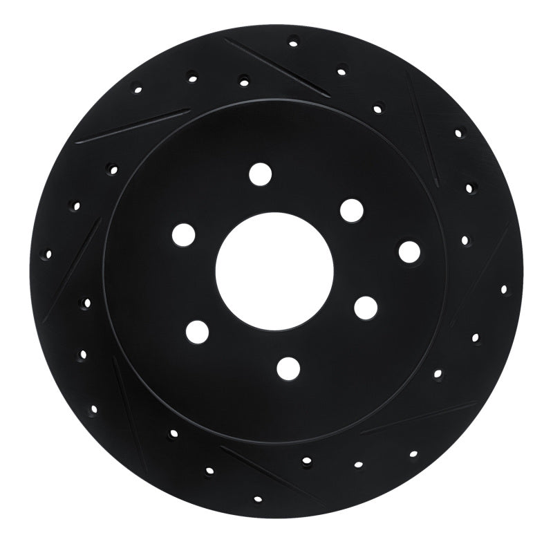 R1 Concepts R1 05-12 Nissan Pathfinder Rear Right Drilled & Slotted Black Brake Rotor
