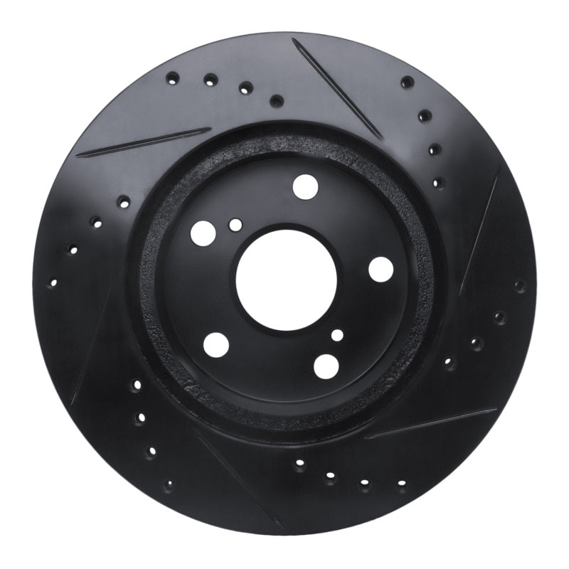 R1 Concepts R1 89-92 Toyota Cressida Front Left Drilled & Slotted Black Brake Rotor