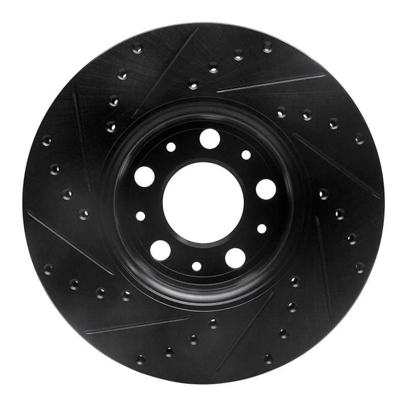R1 Concepts R1 99-09 Volvo S60 Front Right Drilled & Slotted Black Brake Rotor