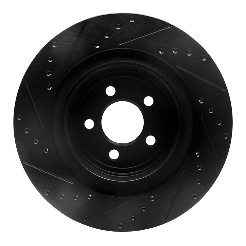 R1 Concepts R1 06-23 Dodge Charger Rear Right Drilled & Slotted Black Brake Rotor