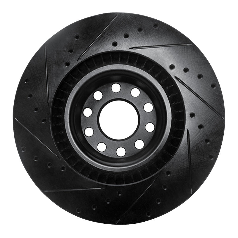 R1 Concepts R1 01-03 Audi S8 Front Right Drilled & Slotted Black Brake Rotor