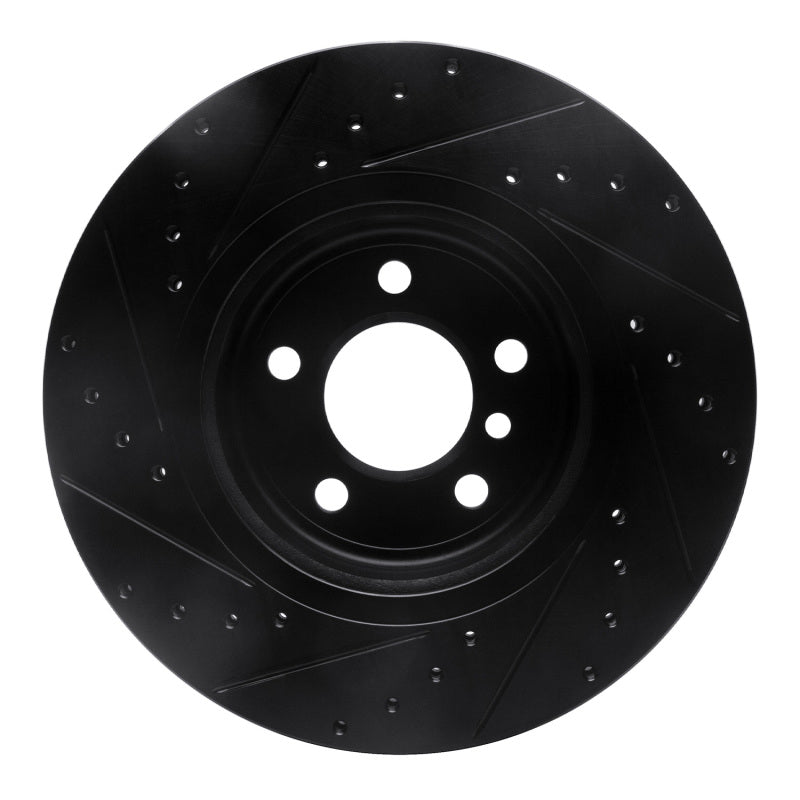 R1 Concepts R1 11-16 BMW 528I xDrive Front Right Drilled & Slotted Black Brake Rotor