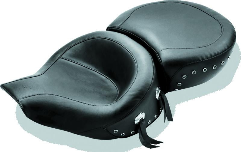 Mustang Motorcycle Mustang 94-96 Harley Road King Standard Touring 1PC Seat w/Black Pearl Studs - Black