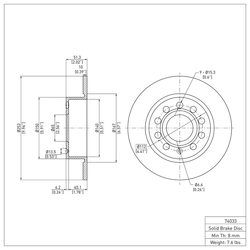 DFC 10-19 Audi A3 Rear GeoSPEC Coated Rotor