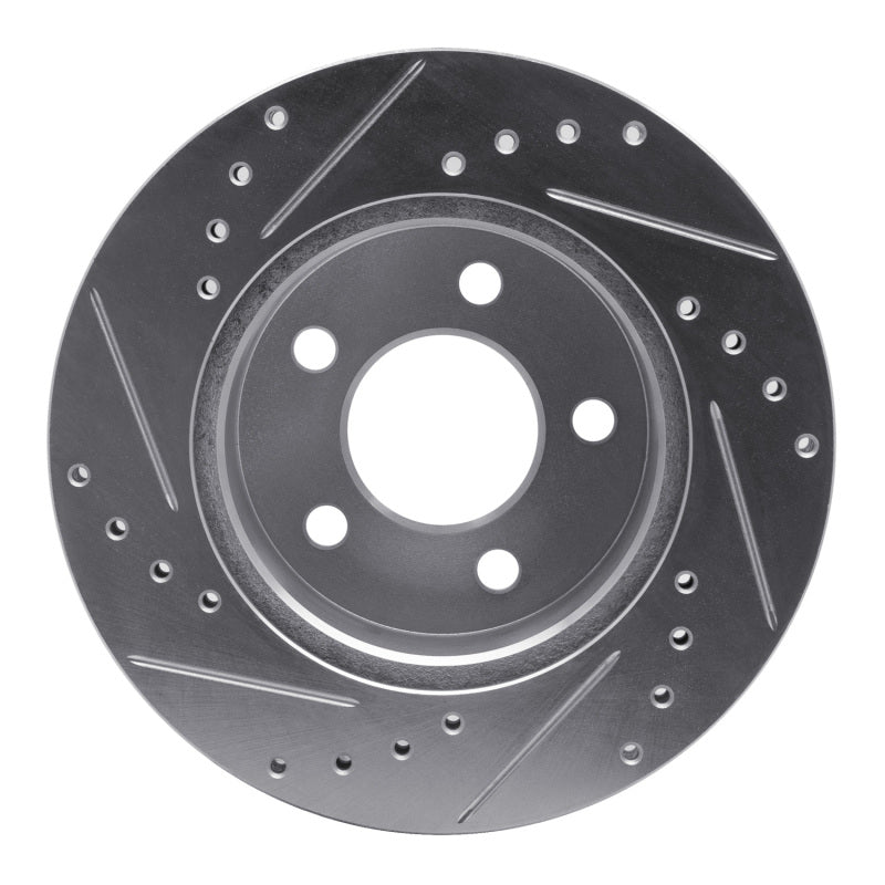 R1 Concepts R1 90-99 Jeep Cherokee Front Right Drilled & Slotted Silver Brake Rotor
