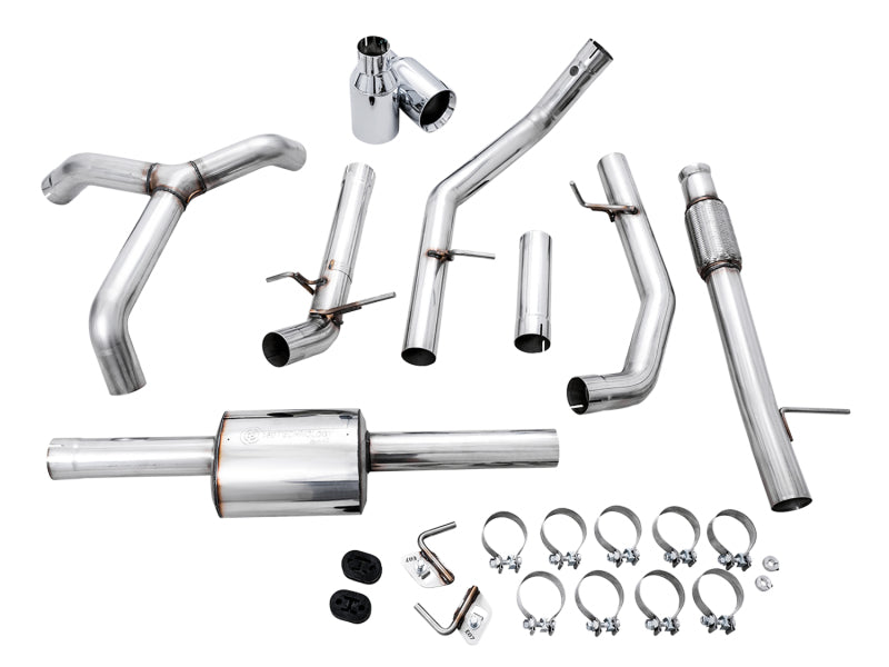 AWE Tuning 4th Gen GM 1500 5.3L 0FG Cat-Back Split Rear Exit (Flat Bumper) - Quad Chrome Tips