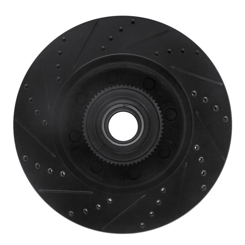 R1 Concepts R1 08-25 Ford E-250 Front Right Drilled & Slotted Black Brake Rotor