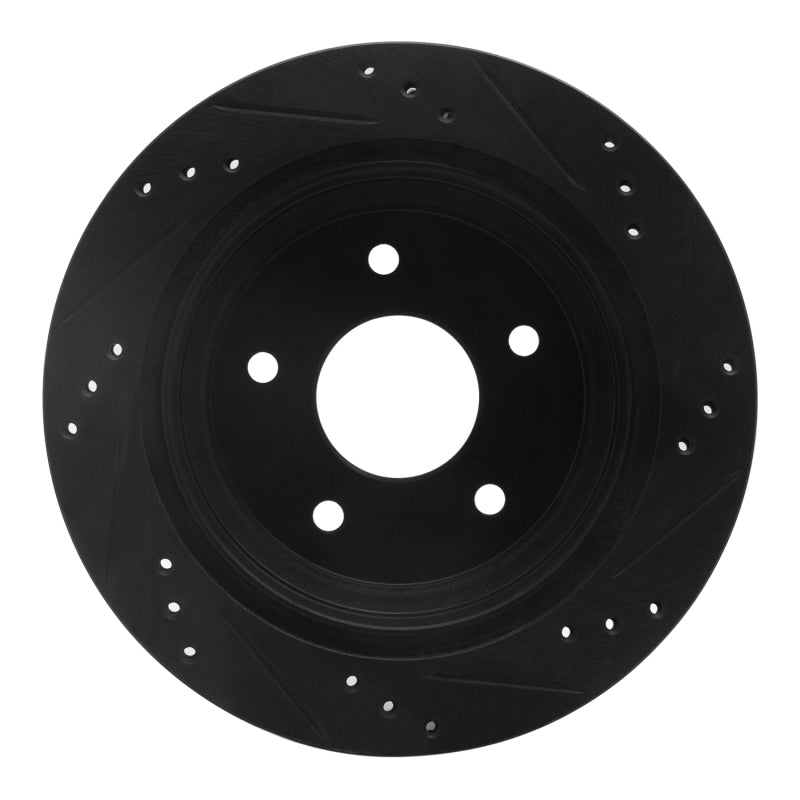 R1 Concepts R1 98-05 Chevrolet S10 Rear Left Drilled & Slotted Black Brake Rotor