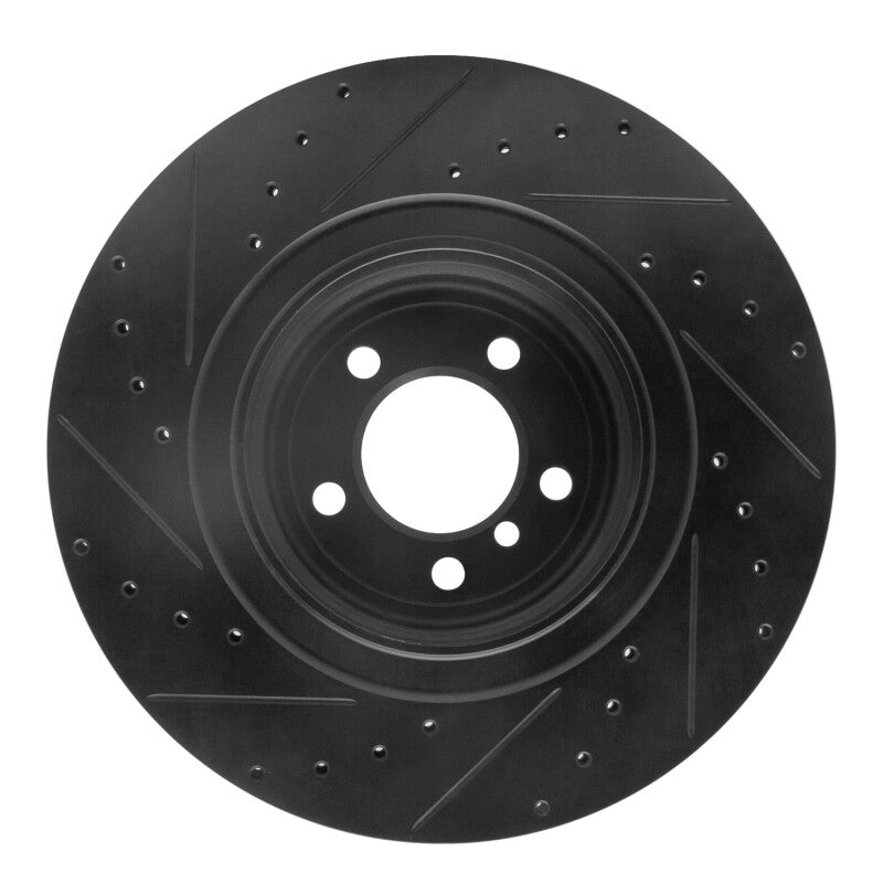 R1 Concepts R1 07-08 BMW ALPINA B7 Rear Right Drilled & Slotted Black Brake Rotor
