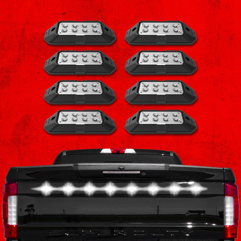 XKGLOW XK Glow Strobe Pod Lights w/ Traffic Modes Ultra Bright LEDs Multiple Modes + Solid On - White 8pc