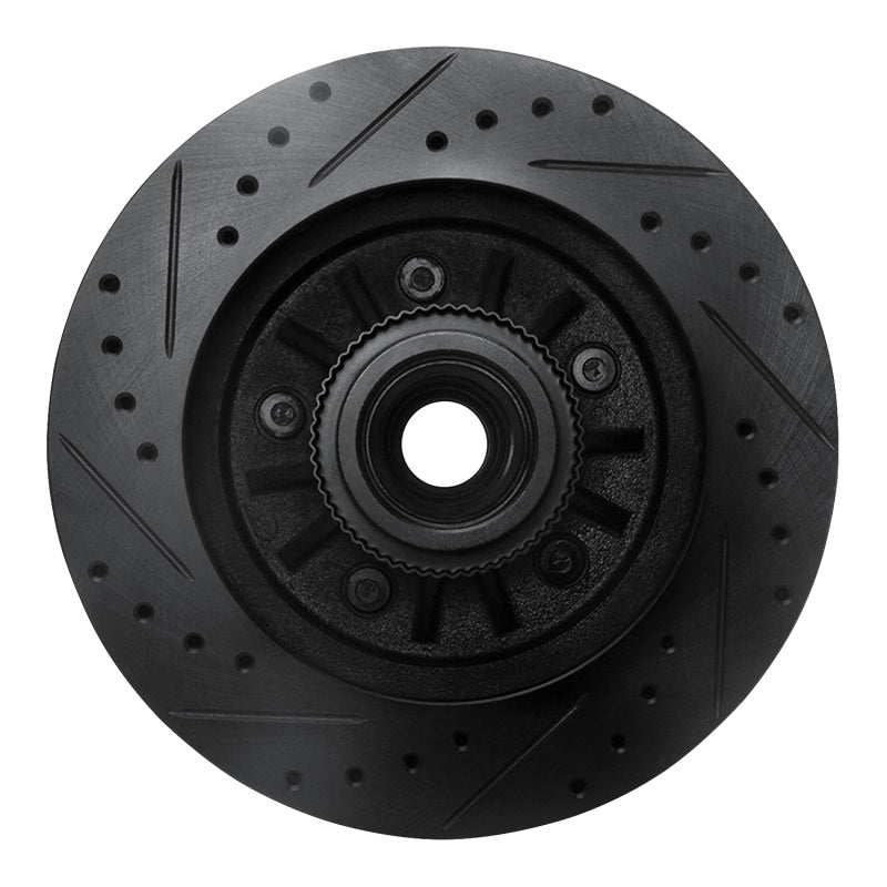 R1 Concepts R1 97-00 Ford Expedition Front Right Drilled & Slotted Black Brake Rotor