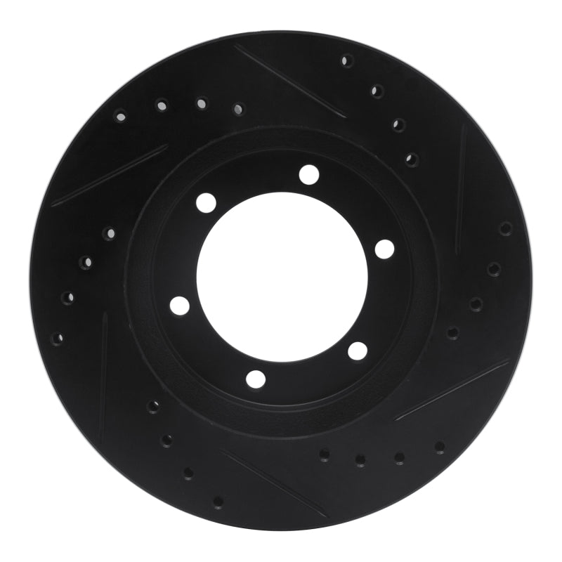 R1 Concepts R1 98-15 Nissan Frontier Front Left Drilled & Slotted Black Brake Rotor