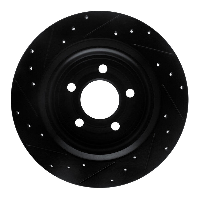 R1 Concepts R1 20-25 Ford Explorer Rear Right Drilled & Slotted Black Brake Rotor