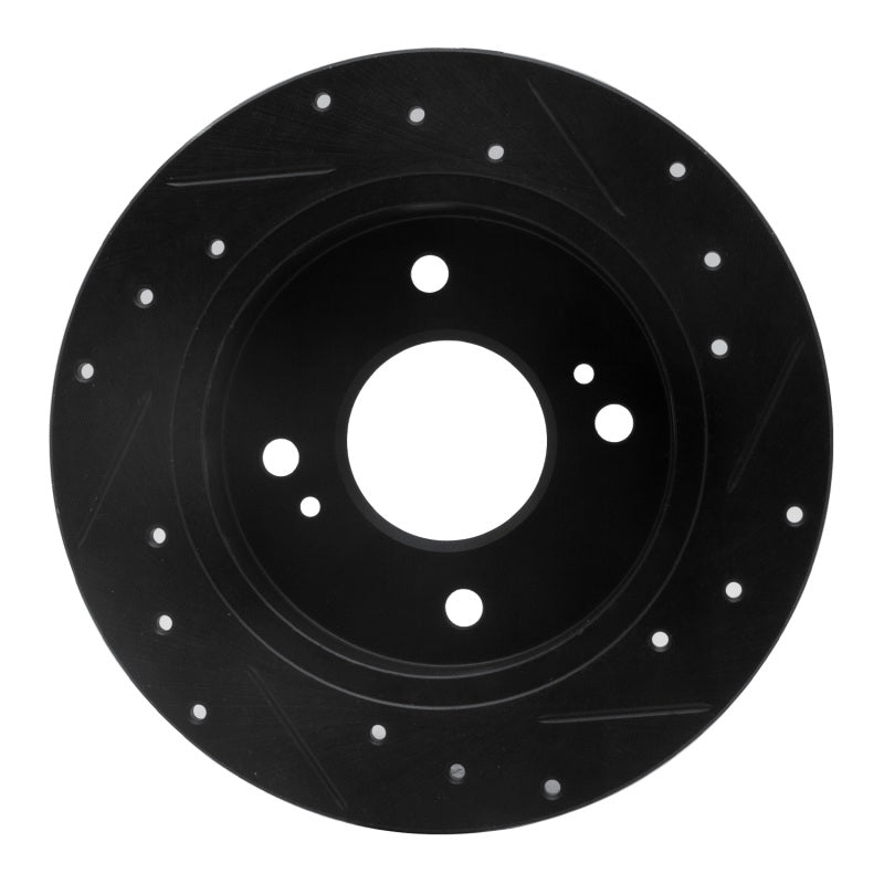 R1 Concepts R1 89-98 Nissan 240SX Rear Left Drilled & Slotted Black Brake Rotor