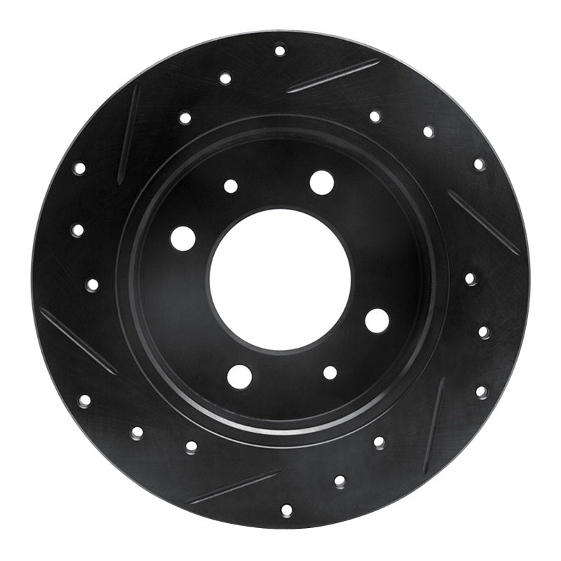 R1 Concepts R1 97-06 Hyundai Tiburon Rear Right Drilled & Slotted Black Brake Rotor