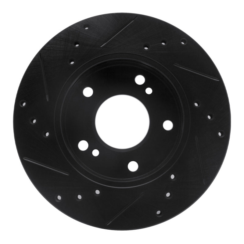 R1 Concepts R1 96-98 Nissan 240SX Front Right Drilled & Slotted Black Brake Rotor