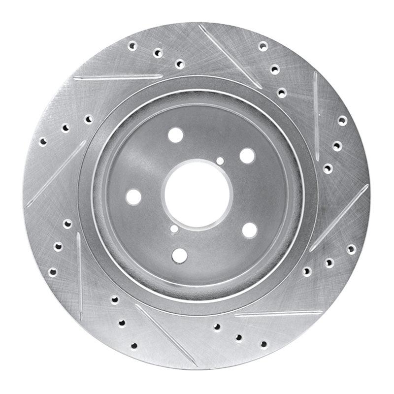 R1 Concepts R1 2015-2025 Subaru Outback Rear Left Drilled & Slotted Silver Brake Rotor