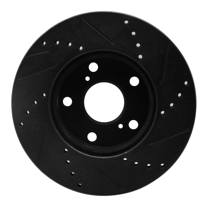 R1 Concepts R1 05-15 Toyota Tacoma Front Left Drilled & Slotted Black Brake Rotor