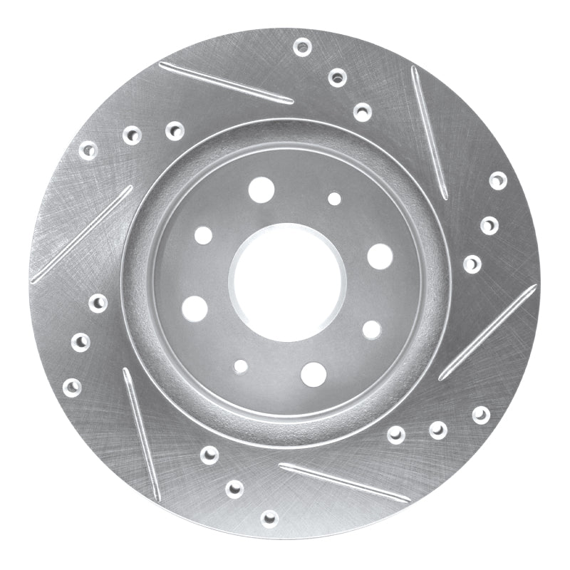 R1 Concepts R1 03-05 Kia Rio Front Left Drilled & Slotted Silver Brake Rotor