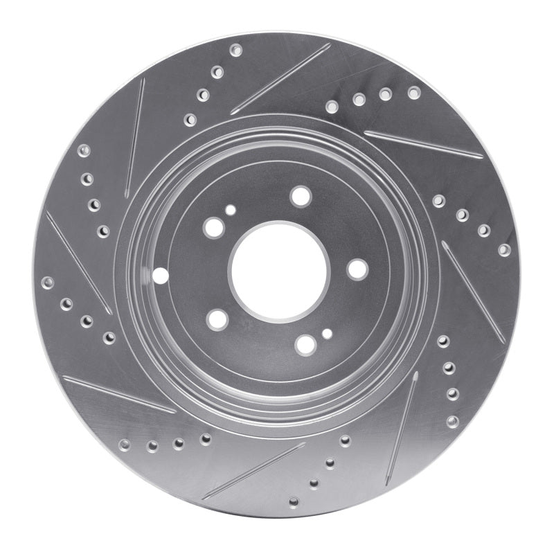 R1 Concepts R1 18-25 Genesis G70 Rear Right Drilled & Slotted Silver Brake Rotor