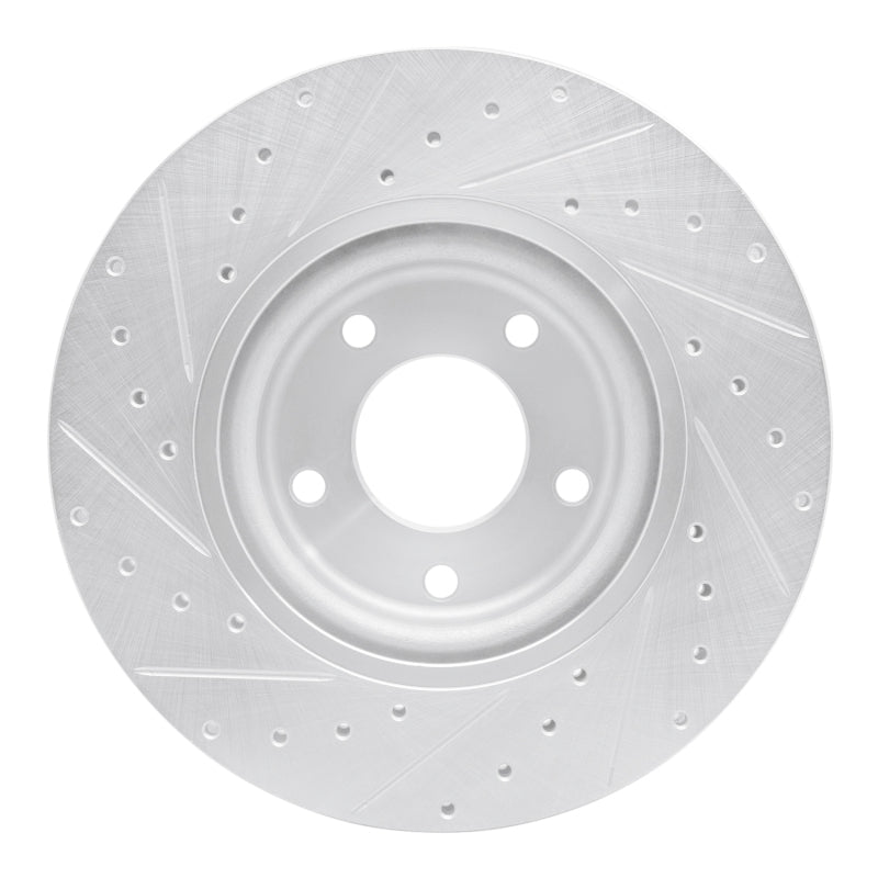 R1 Concepts R1 98-06 Jaguar XJR Front Right Drilled & Slotted Silver Brake Rotor