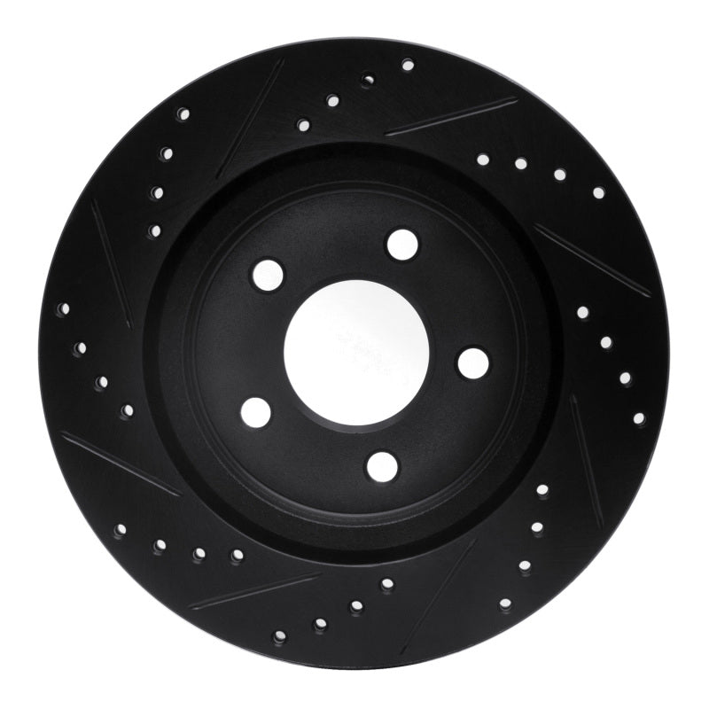 R1 Concepts R1 05-14 Ford Mustang Rear Right Drilled & Slotted Black Brake Rotor