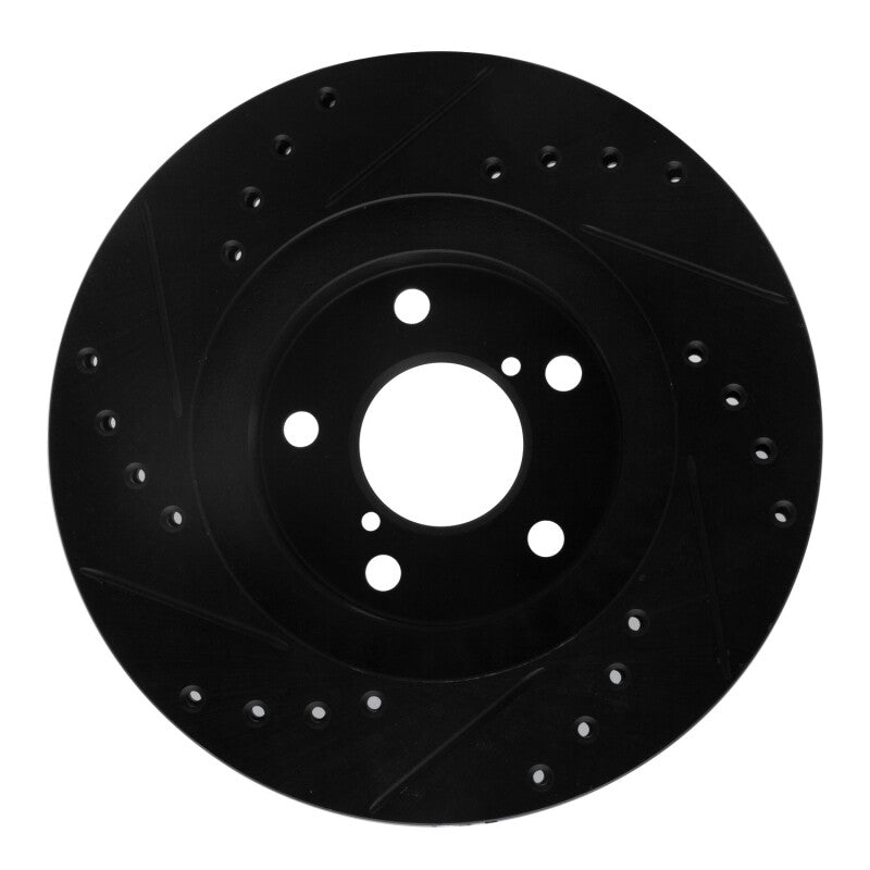 R1 Concepts R1 90-01 Subaru Impreza Front Right Drilled & Slotted Black Brake Rotor