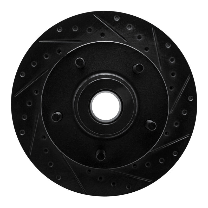 R1 Concepts R1 1985-1997 Dodge D100 Front Right Drilled & Slotted Black Brake Rotor