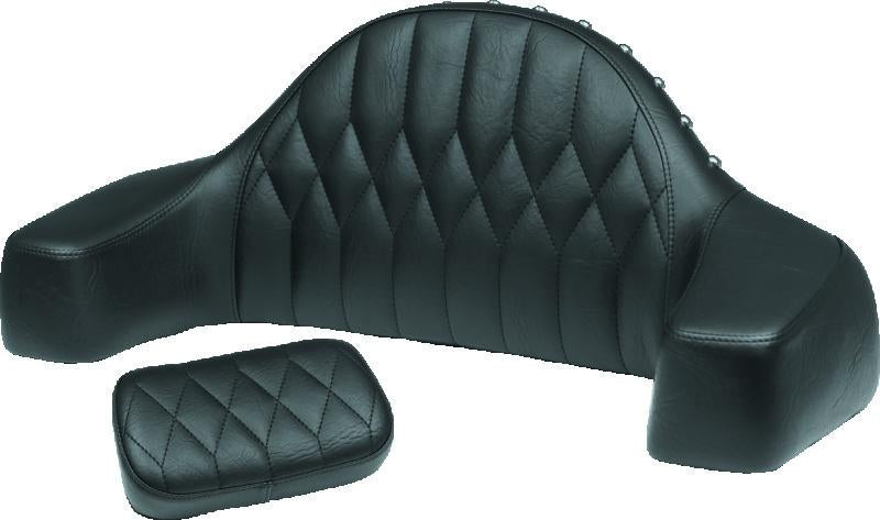 Mustang Motorcycle Mustang 08-24 HD FL Touring Double Diamond Squareback 1PC Seat - Black w/ Grey Stitching