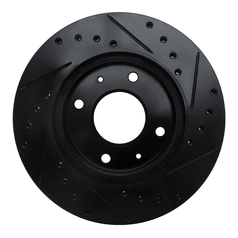 R1 Concepts R1 85-91 Dodge 2000 GTX Front Left Drilled & Slotted Black Brake Rotor