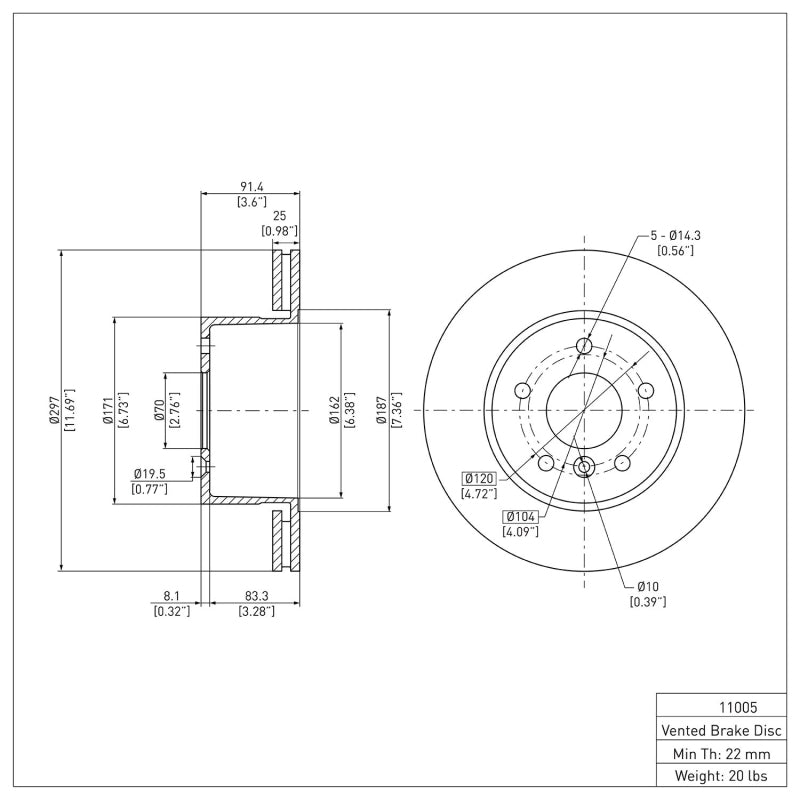 DFC 99-04 Land Rover Discovery Front Brake Rotor