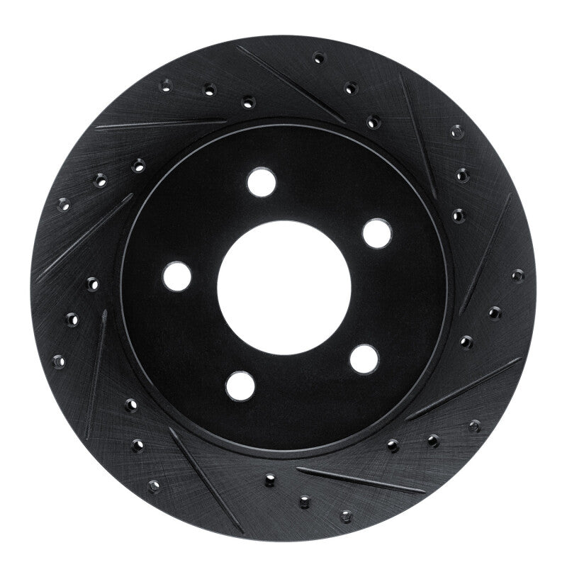 R1 Concepts R1 82-90 Ford Mustang Rear Right Drilled & Slotted Black Brake Rotor