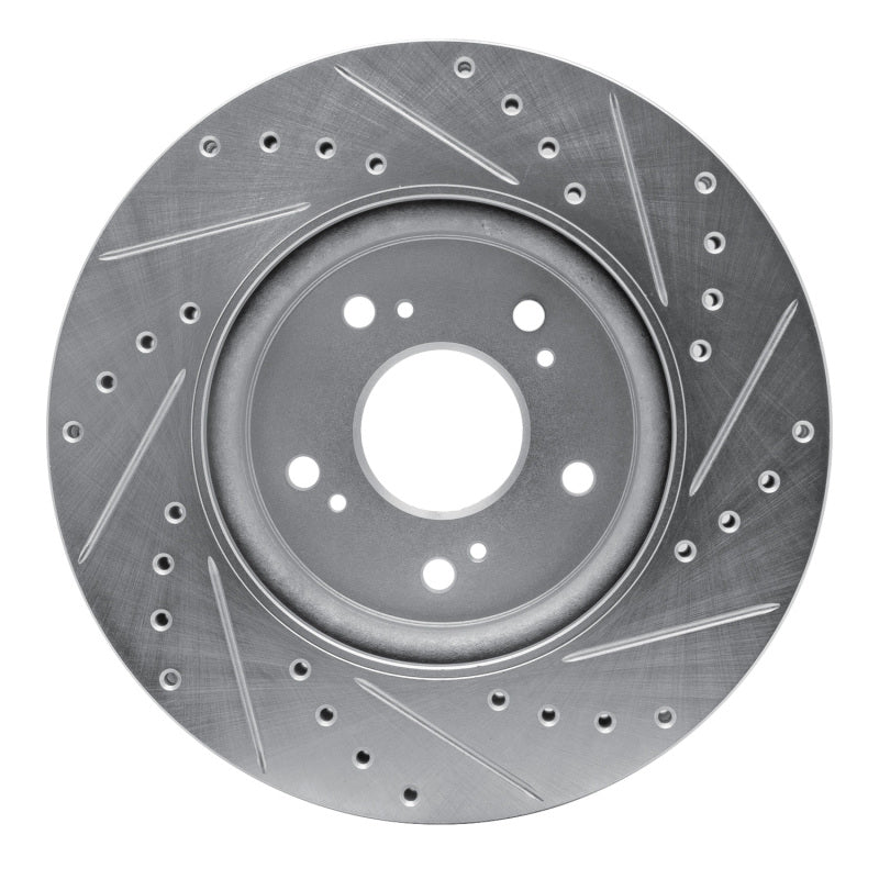 R1 Concepts R1 07-16 Acura RDX Front Left Drilled & Slotted Silver Brake Rotor
