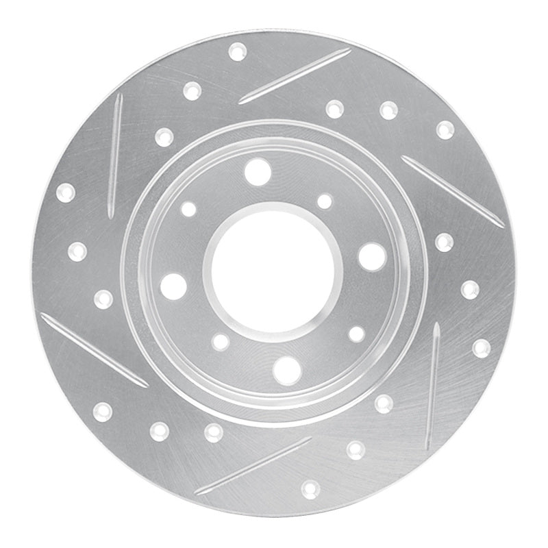R1 Concepts R1 79-83 Honda Civic Sedan Front Right Drilled & Slotted Silver Brake Rotor