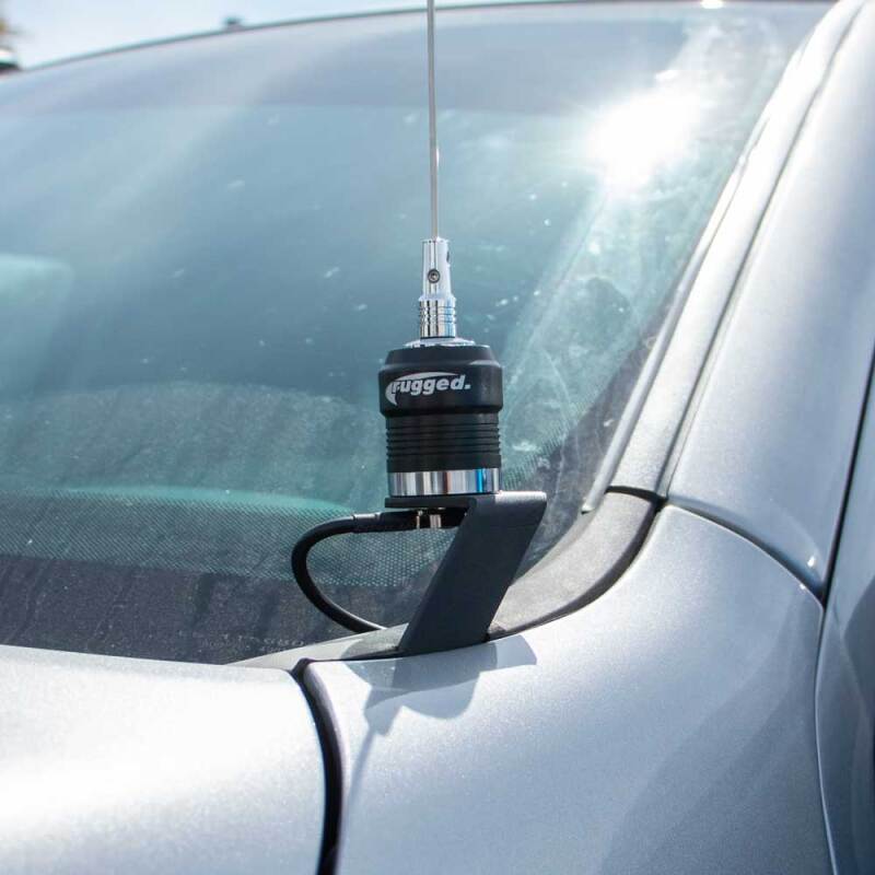Rugged Radios A-Pillar Antenna Mount (Ford F-Series Chevy Silverado Dodge Ram) w/ Adapter Plate