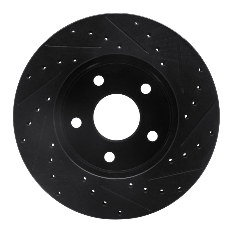 R1 Concepts R1 99-04 Jeep Grand Cherokee Front Left Drilled & Slotted Black Brake Rotor