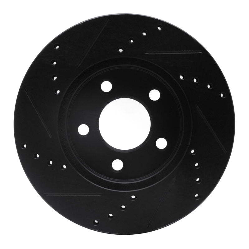 R1 Concepts R1 05-10 Ford Mustang Front Right Drilled & Slotted Black Brake Rotor