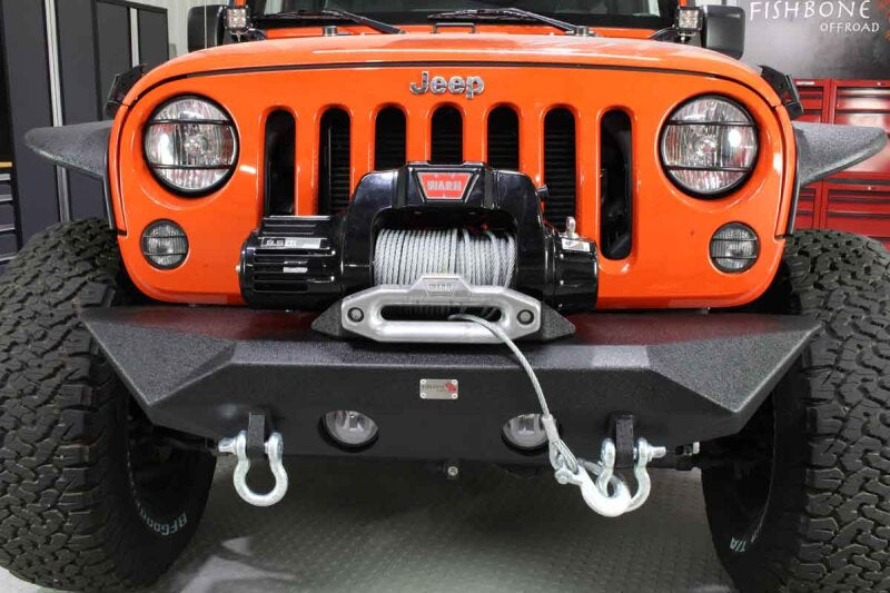 Fishbone Offroad 07-18 Jeep Wrangler JK Rubicon Unlimited Steel Front Bumper - Blk Txtrd Powdercoat