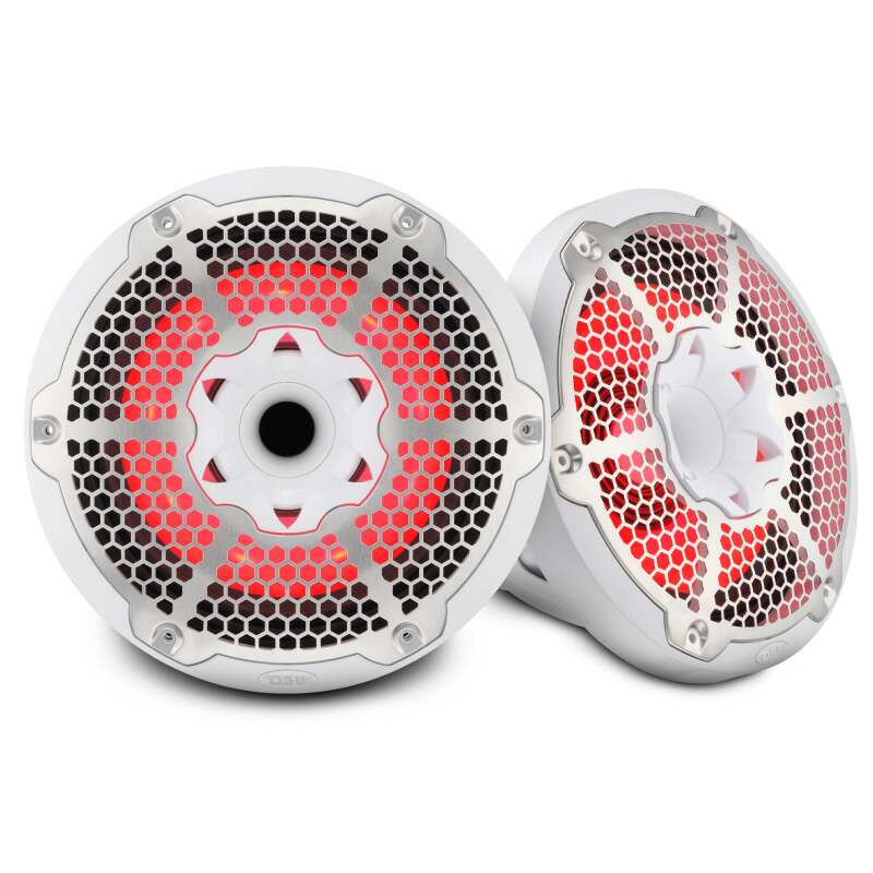 DS18 Hybrid Marine Speaker w/ Driver And RGB LEDs 10in 2-Way 450 Watts RMS 4 ohm White w/ Cover