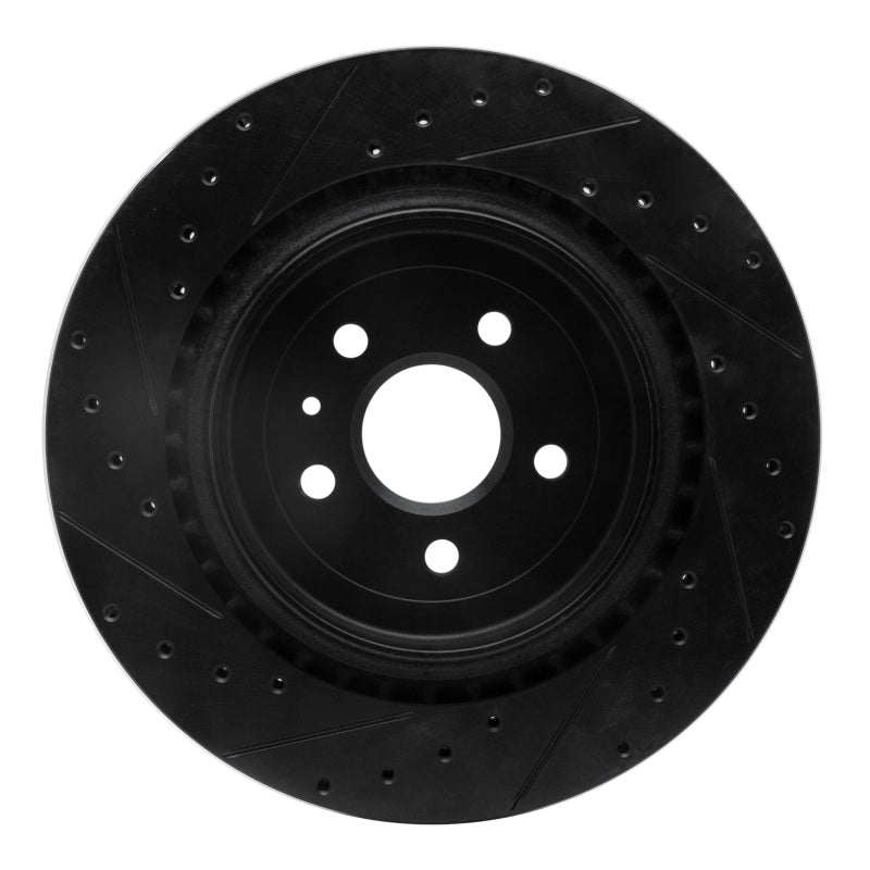 R1 Concepts R1 09-24 Cadillac CTS Rear Right Drilled & Slotted Black Brake Rotor