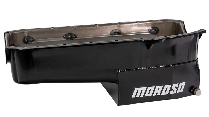 Moroso Pre-80 Chevrolet SBC (w/Driver Side Dipstick) Wet Sump 7qt 7.5in Steel Oil Pan - Black