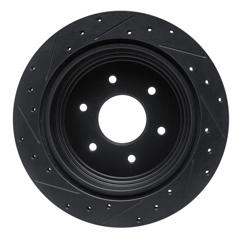 R1 Concepts R1 17-24 Nissan Titan Rear Right Drilled & Slotted Black Brake Rotor