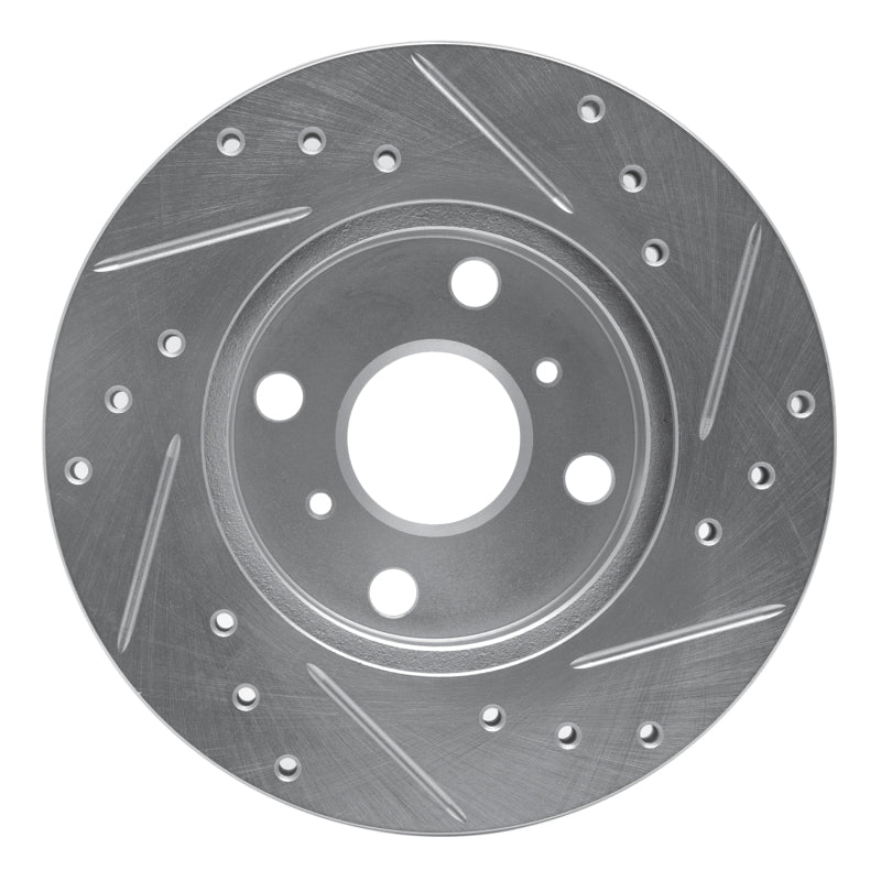 R1 Concepts R1 90-91 Toyota Celica Front Left Drilled & Slotted Silver Brake Rotor
