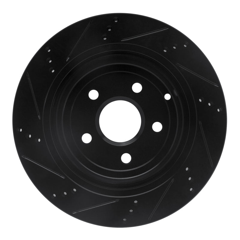 R1 Concepts R1 08-17 Chevrolet SS Rear Right Drilled & Slotted Black Brake Rotor