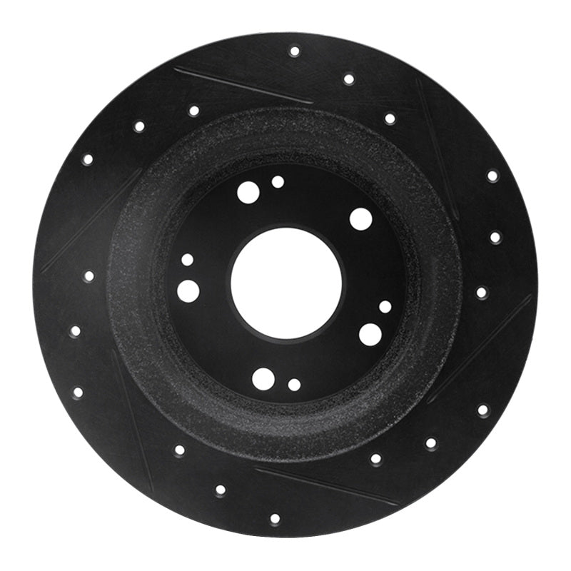 R1 Concepts R1 05-17 Honda Accord Rear Left Drilled & Slotted Black Brake Rotor
