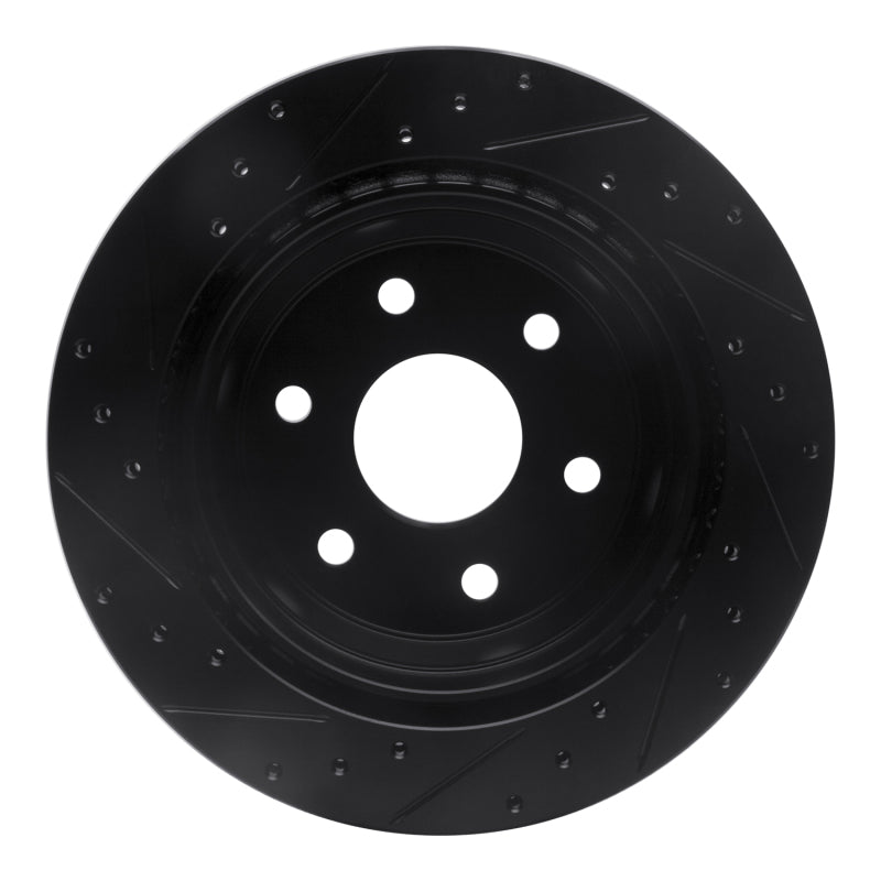 R1 Concepts R1 00-14 Cadillac Escalade ESV Rear Right Drilled & Slotted Black Brake Rotor