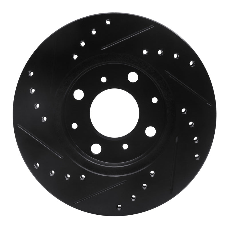 R1 Concepts R1 90-00 Honda Civic Hatchback Front Right Drilled & Slotted Black Brake Rotor