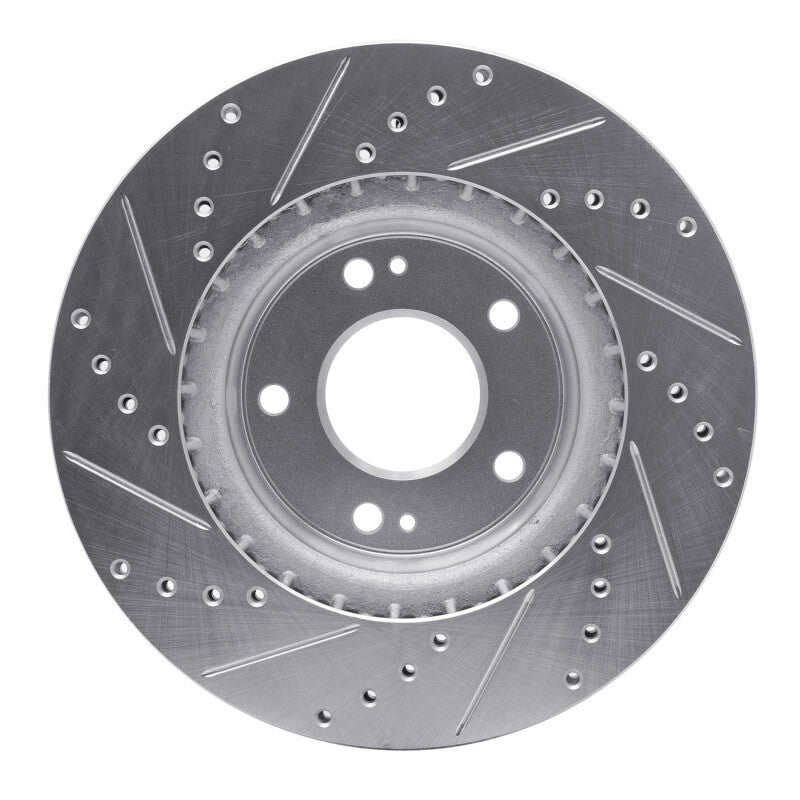R1 Concepts R1 15-25 Hyundai Kona EV Front Right Drilled & Slotted Silver Brake Rotor