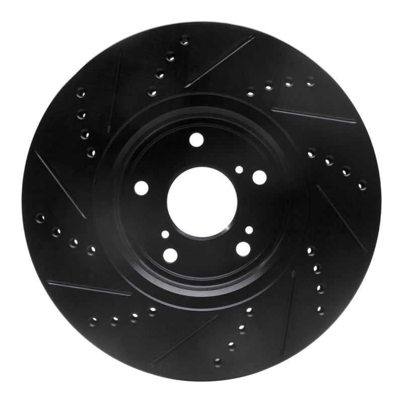 R1 Concepts R1 16-22 Acura ILX Front Right Drilled & Slotted Black Brake Rotor