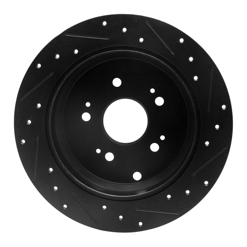 R1 Concepts R1 2005-2018 Acura RDX Rear Left Drilled & Slotted Black Brake Rotor